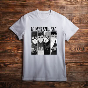 Mecha Man Dark Anime Hero Black and White Graphic Tee