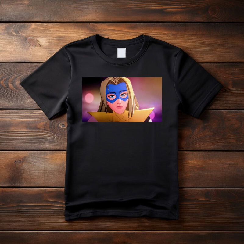 Neon Masked Heroine Modern Graphic T-Shirt