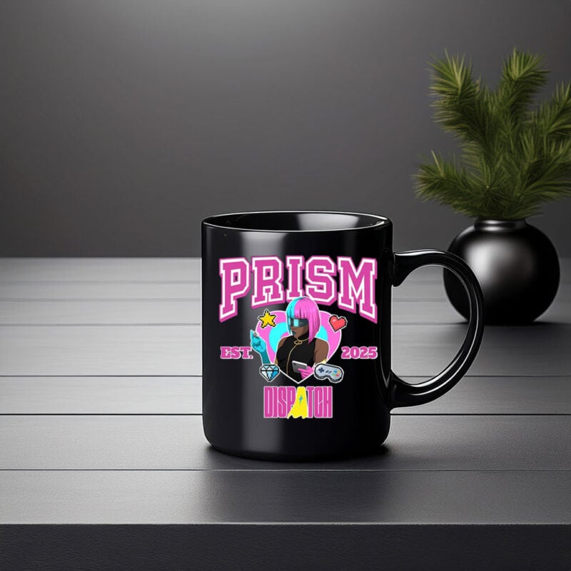 Neon Tech Hero Ceramic Coffee Cup EST 2025 – Prism Dispatch Mug