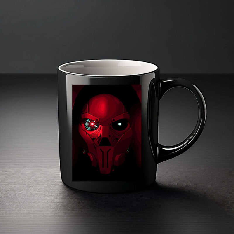 Red Mask Cyborg Threat Mug