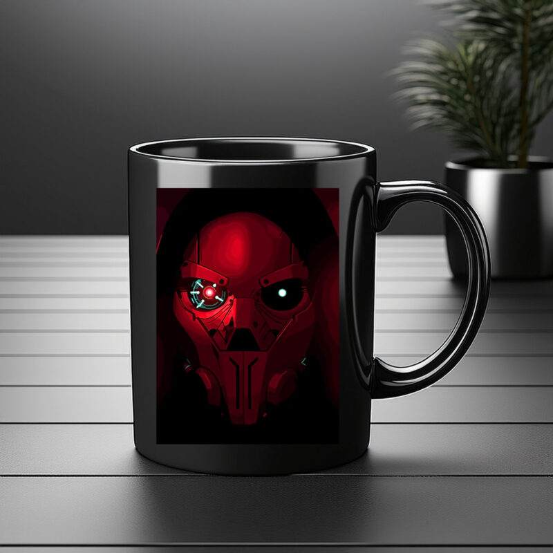 Red Mask Cyborg Threat Mug