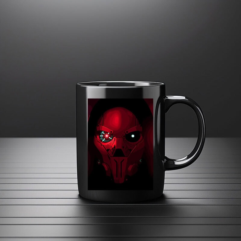 Red Mask Cyborg Threat Mug