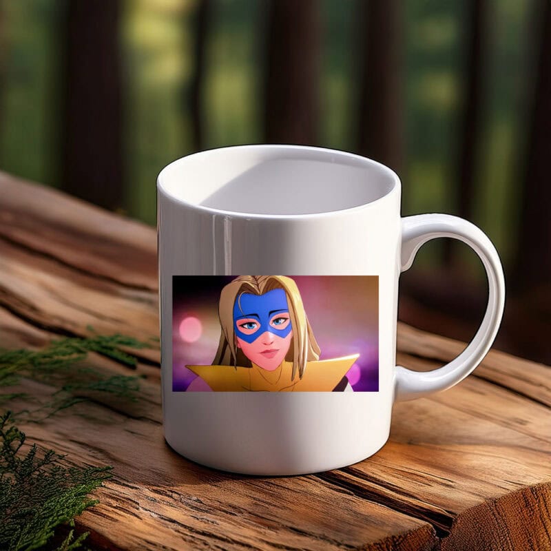 Stylish Masked Heroine Soft Neon Portrait Mug