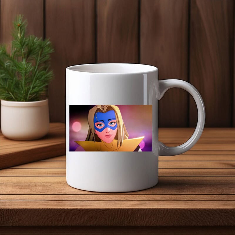 Stylish Masked Heroine Soft Neon Portrait Mug