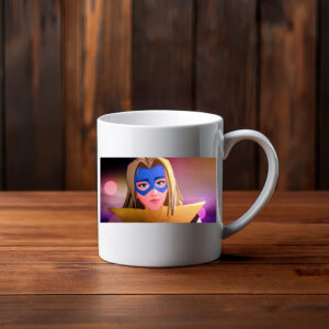 Stylish Masked Heroine Soft Neon Portrait Mug