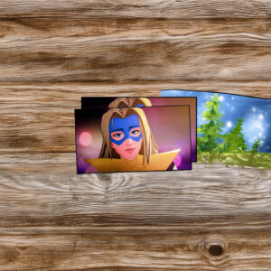 Stylish Masked Heroine Soft Neon Portrait Sticker