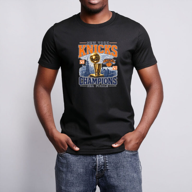 2026 NBA Finals Trophy City Skyline New York Knicks Champions Tee
