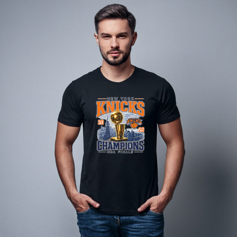 2026 NBA Finals Trophy City Skyline New York Knicks Champions Tee