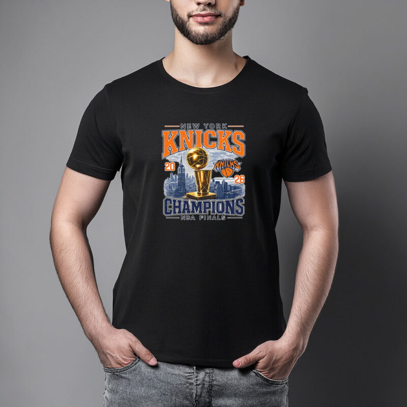 2026 NBA Finals Trophy City Skyline New York Knicks Champions Tee