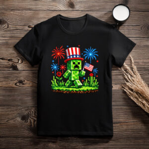 4th of July Gamer Pixel US Flag Patriotic T-Shirt
