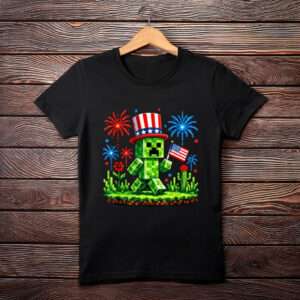 4th of July Gamer Pixel US Flag Patriotic T-Shirt