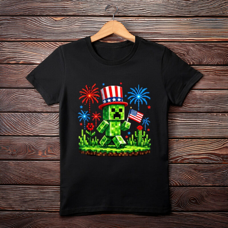 4th of July Gamer Pixel US Flag Patriotic T-Shirt