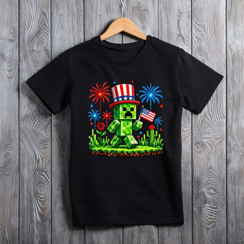 4th of July Gamer Pixel US Flag Patriotic T-Shirt