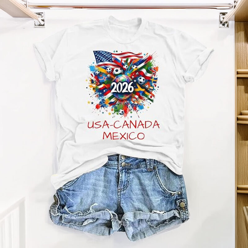 AMWIPE Soccer Cup 2026 Shirt for Women – USA Football Match Jersey T-Shirt