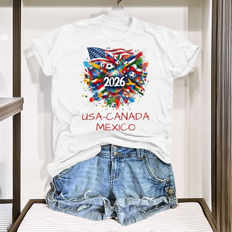 AMWIPE Soccer Cup 2026 Shirt for Women – USA Football Match Jersey T-Shirt