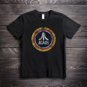 Atari Vintage Distressed Circle Fuji Logo Video Game T-Shirt