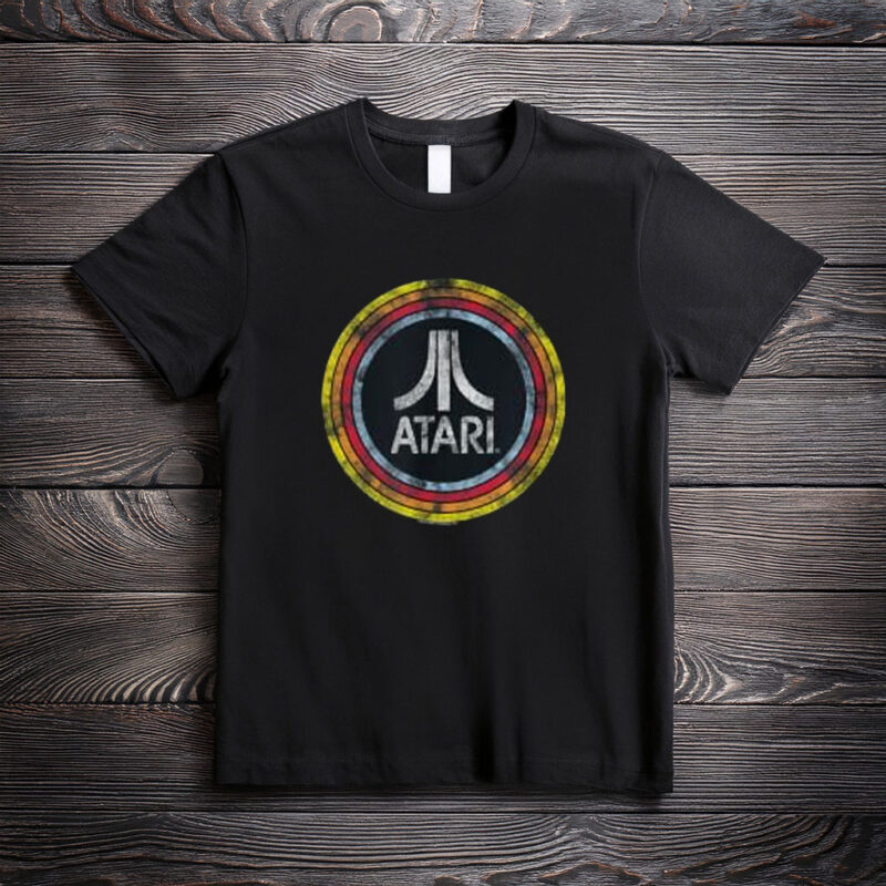 Atari Vintage Distressed Circle Fuji Logo Video Game T-Shirt