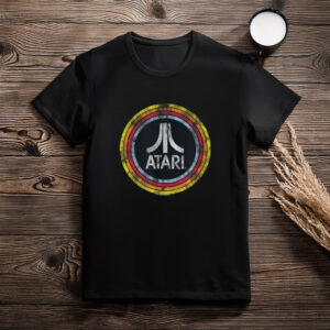 Atari Vintage Distressed Circle Fuji Logo Video Game T-Shirt