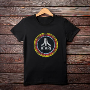 Atari Vintage Distressed Circle Fuji Logo Video Game T-Shirt