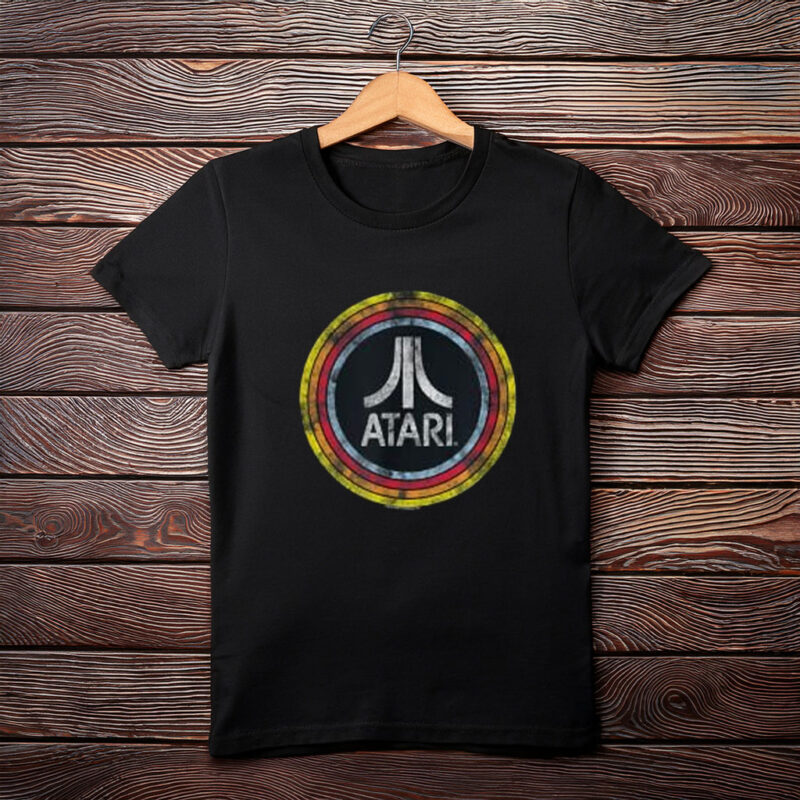 Atari Vintage Distressed Circle Fuji Logo Video Game T-Shirt
