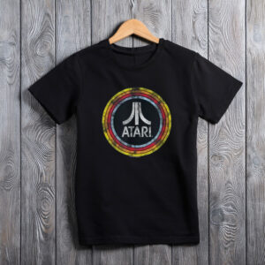 Atari Vintage Distressed Circle Fuji Logo Video Game T-Shirt
