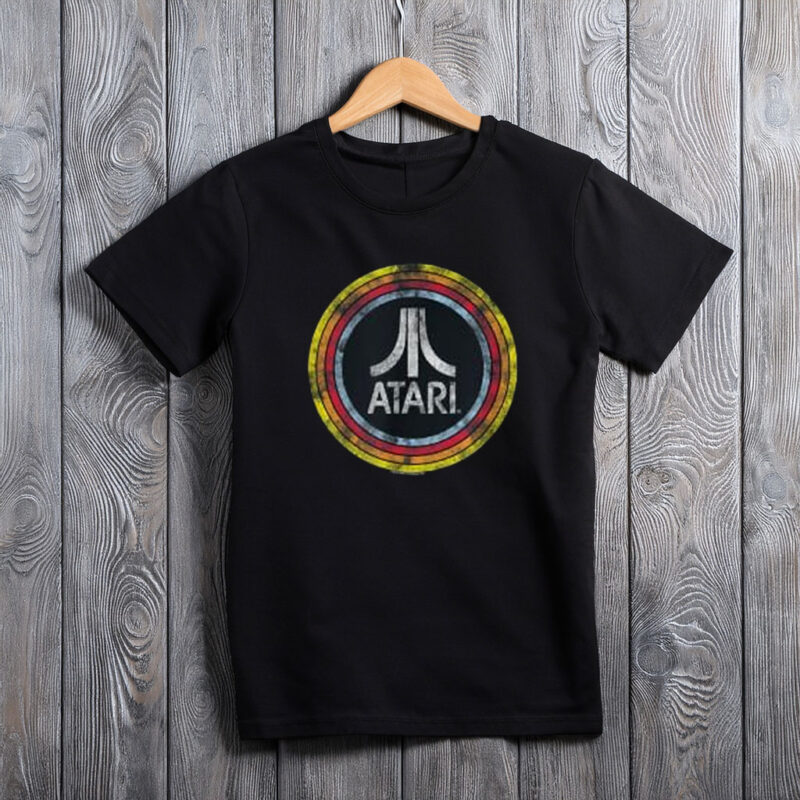 Atari Vintage Distressed Circle Fuji Logo Video Game T-Shirt