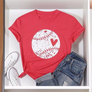 Baseball Shirt for Women – Baseball Heart Baseball Mom Game Day T-Shirt