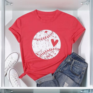 Baseball Shirt for Women – Baseball Heart Baseball Mom Game Day T-Shirt
