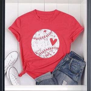 Baseball Shirt for Women – Baseball Heart Baseball Mom Game Day T-Shirt