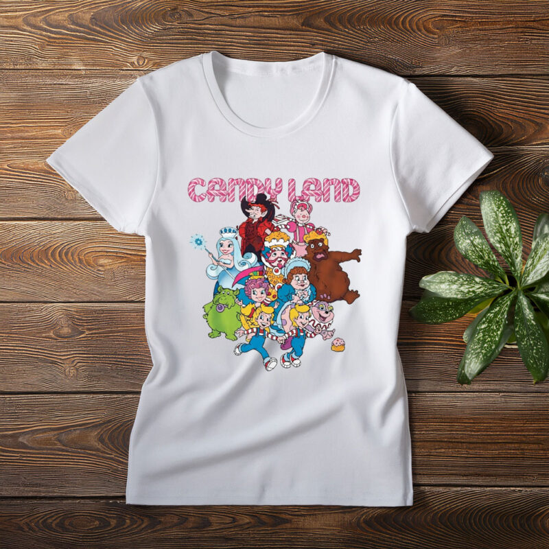 Candy Land Retro Game Characters Group Shot Logo T-Shirt