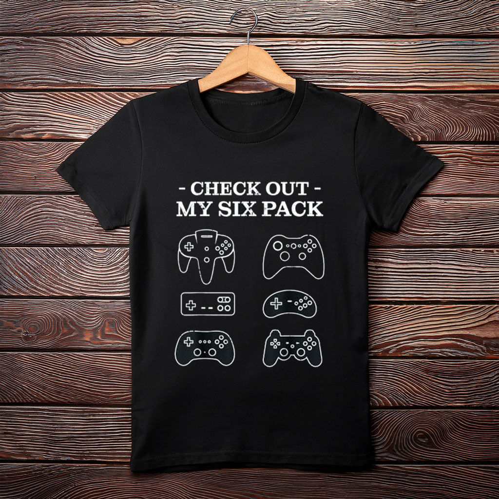 Check Out My Six Pack Funny Gamer Video Game T-Shirt
