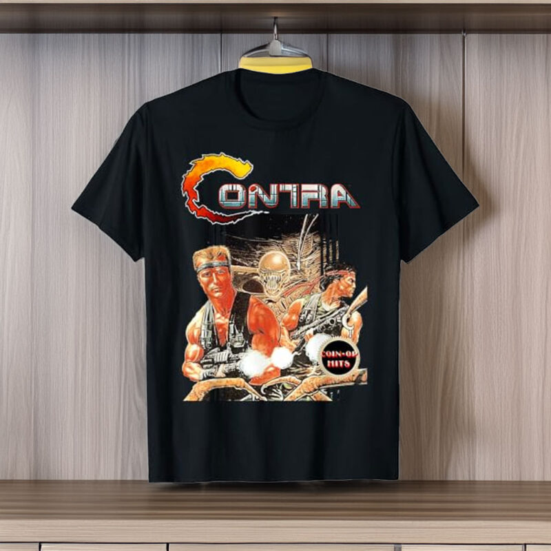 Contra Box Art Retro Arcade Gamer Classic 80s Battle Scene T-Shirt