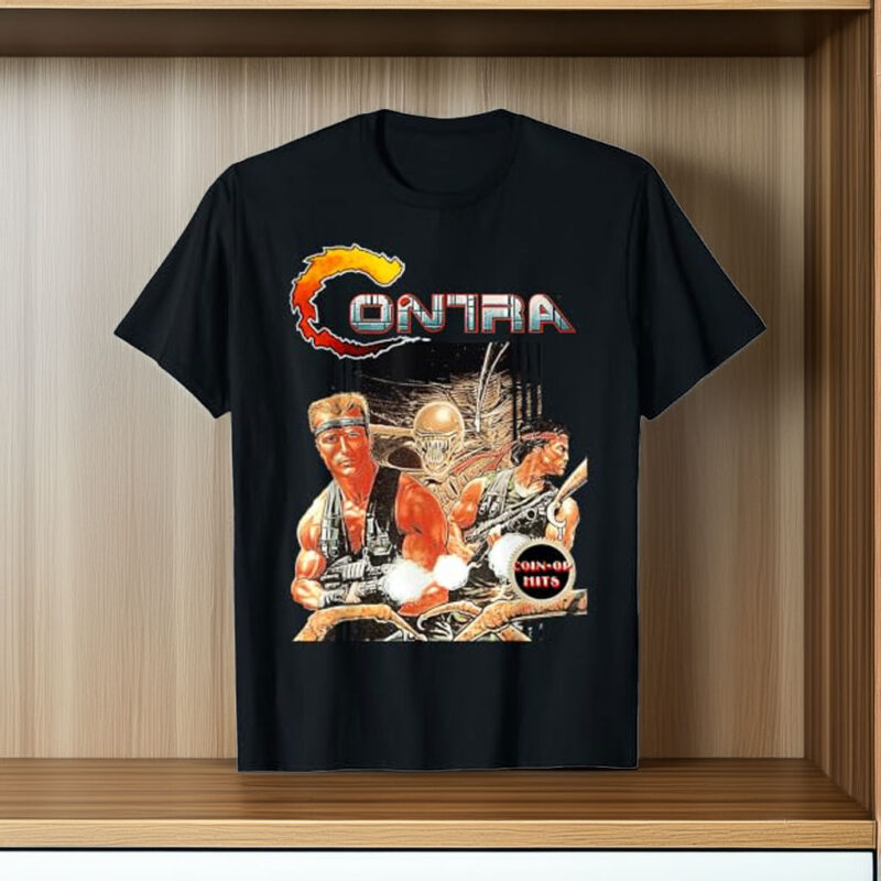 Contra Box Art Retro Arcade Gamer Classic 80s Battle Scene T-Shirt