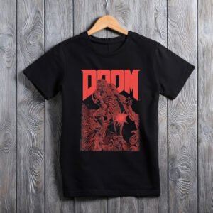 Doom Red Sketched Cover Art Retro Video Game T-Shirt