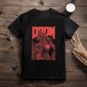 Doom Red Sketched Cover Art Retro Video Game T-Shirt