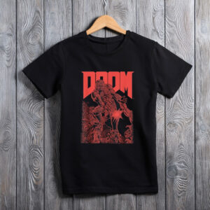 Doom Red Sketched Cover Art Retro Video Game T-Shirt