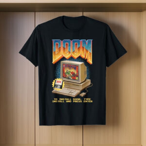 Doom Retro Desktop Computer Install Funny Video Game T-Shirt