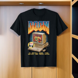 Doom Retro Desktop Computer Install Funny Video Game T-Shirt