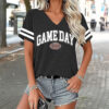 Football Shirts for Women – Funny Game Day V-Neck Graphic T-Shirt