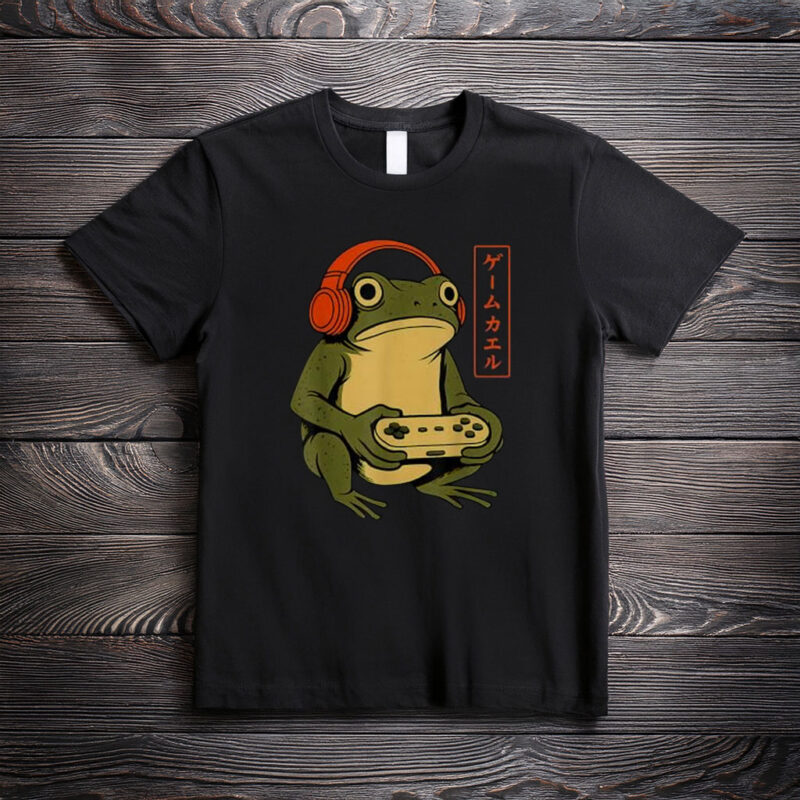 Funny Japanese Gamer Frog Graphic Tee