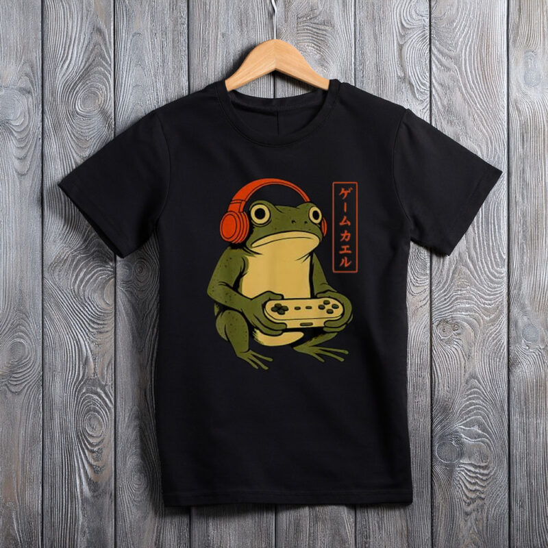 Funny Japanese Gamer Frog Graphic Tee