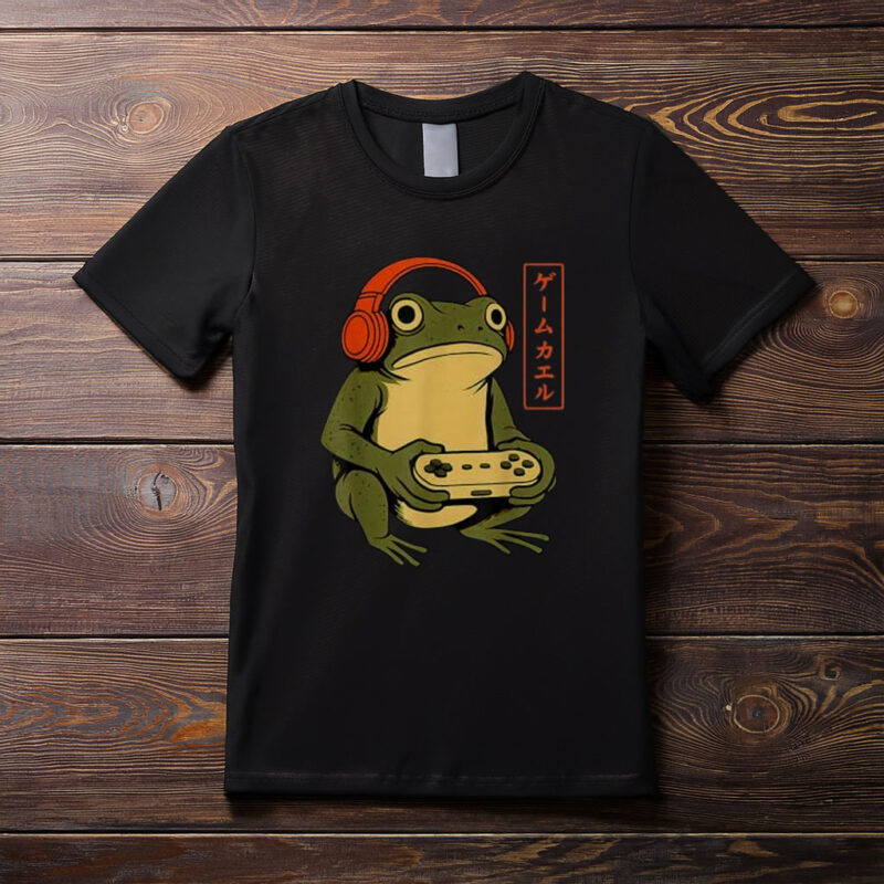 Funny Japanese Gamer Frog Graphic Tee