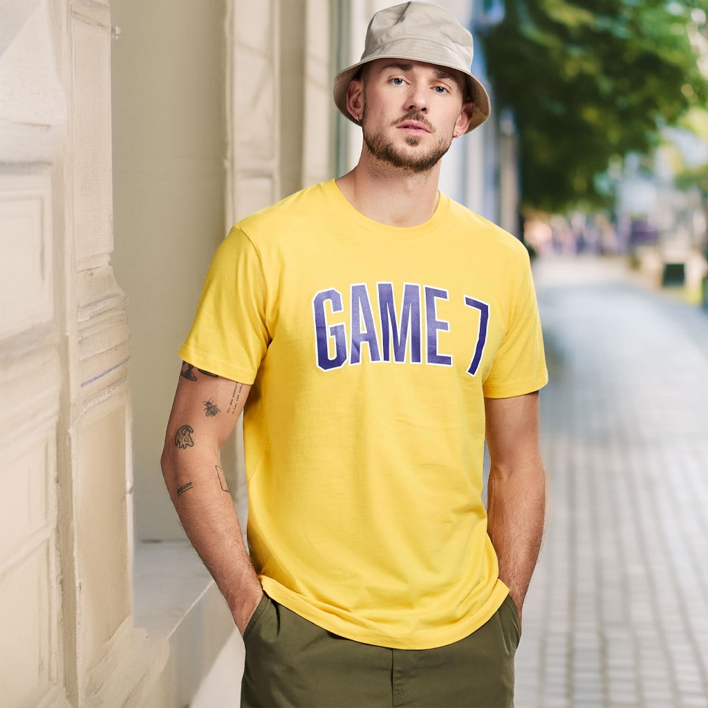 GAME 7 Men's Short Sleeve Lightweight Graphic Logo Crew Neck Cotton T-Shirt