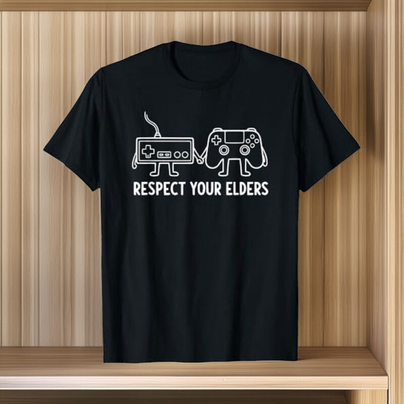 Gamer 80s Humor Retro Controller Respect Your Elders Gaming T-Shirt