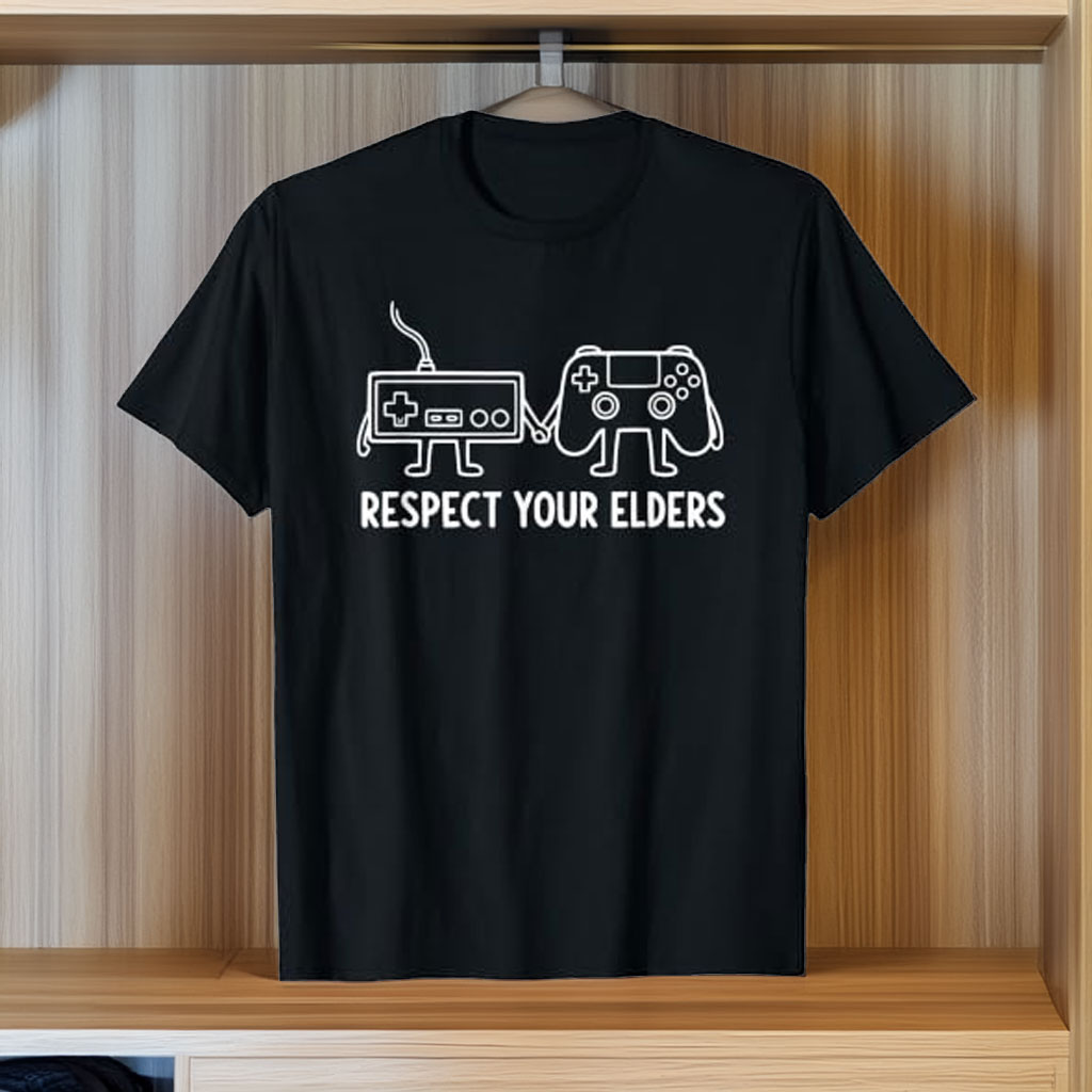 Gamer 80s Humor Retro Controller Respect Your Elders Gaming T-Shirt