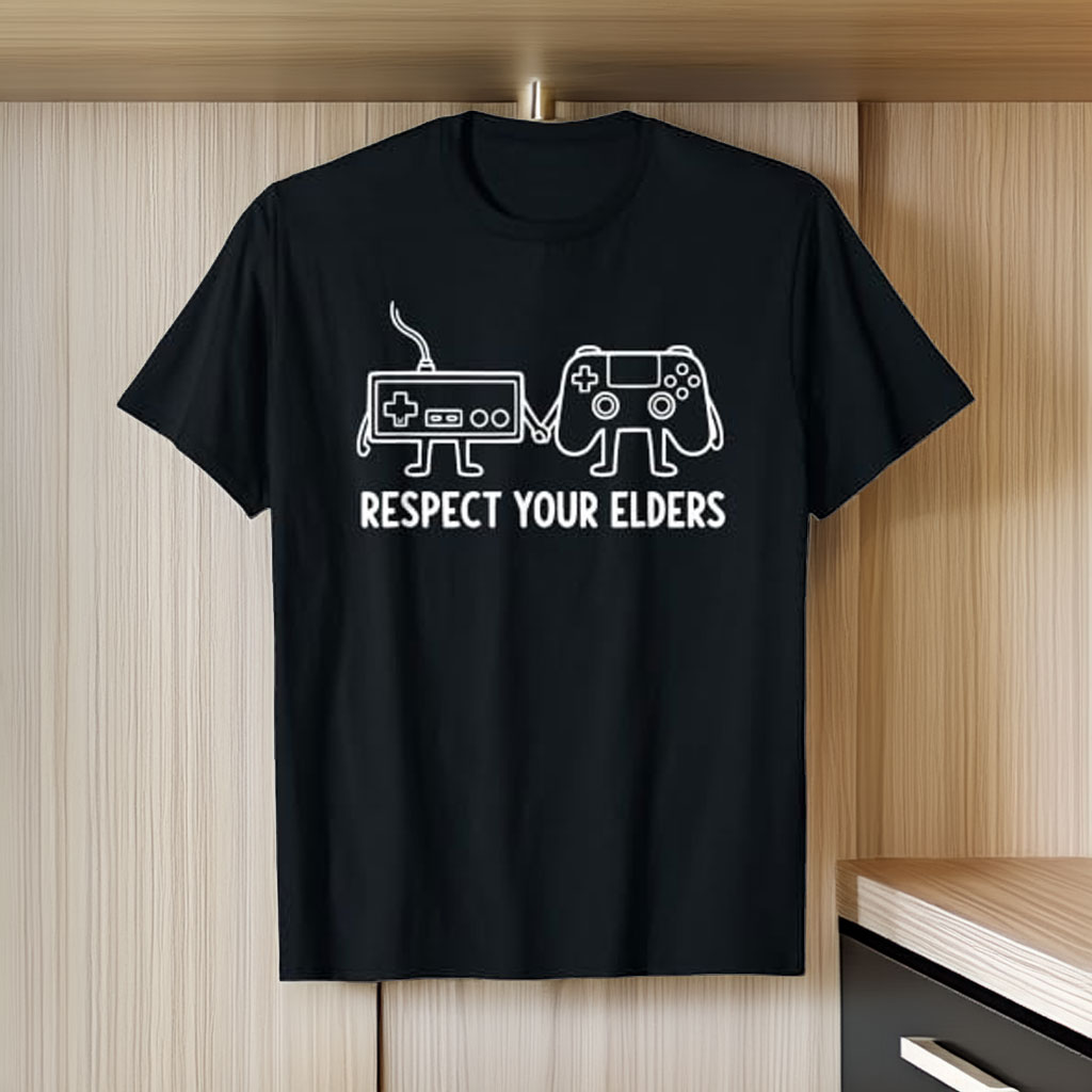 Gamer 80s Humor Retro Controller Respect Your Elders Gaming T-Shirt