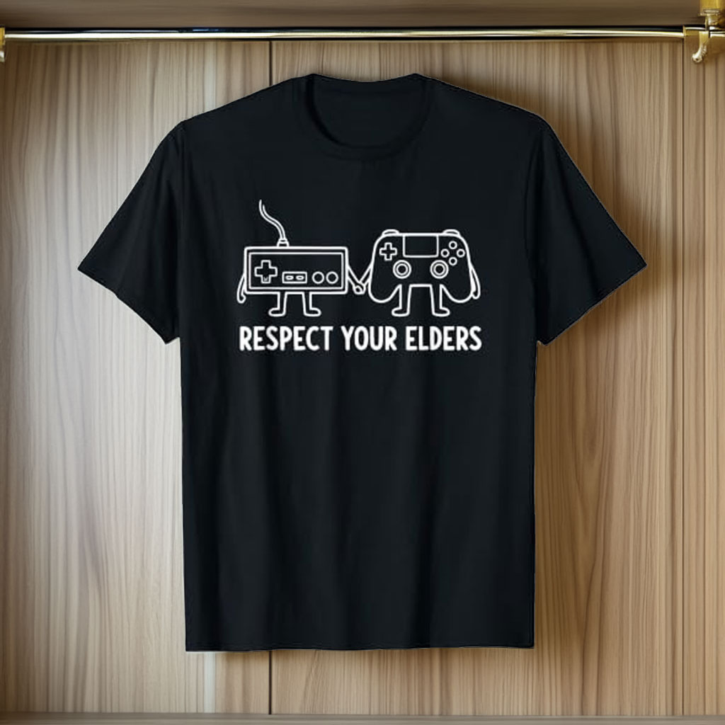 Gamer 80s Humor Retro Controller Respect Your Elders Gaming T-Shirt