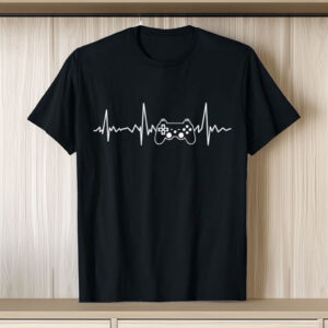 Gamer Heartbeat Funny Video Game Gift Boys Men Gamer T-Shirt