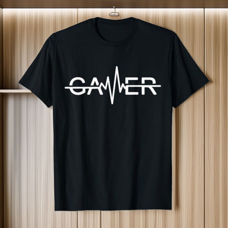 Gamer Heartbeat Video Games Graphic T-Shirt Small