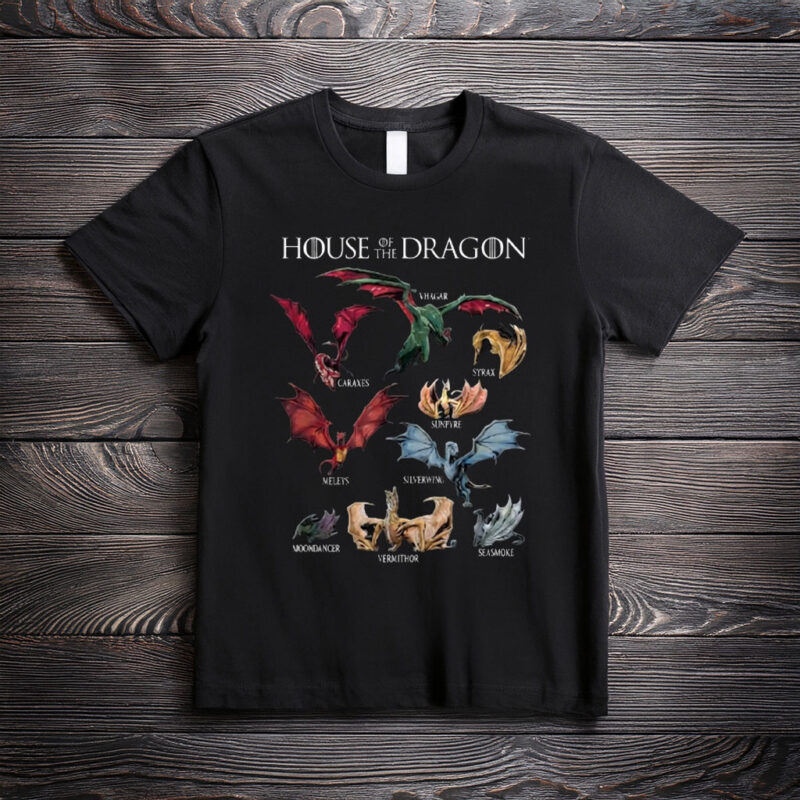 House of the Dragon Iconic Epic Dragons Collage Chest Logo T-Shirt